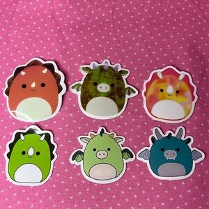 Squishmallow Stickers Dragon Dinosaur Bundle 6 stickers